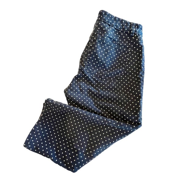 Chaps Capris crop Denim Navy White Polka Dots Womens Cropped Jean size 10 - Picture 4 of 4